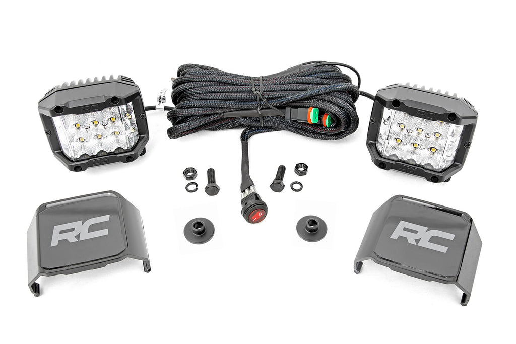 LED Light Ditch Mount 2 Inch Chrome Series Pair Wide 21-UP Ford Bronco Rough Country