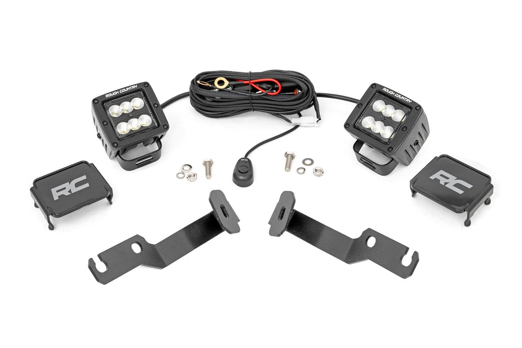 Rough Country LED Light Kit LED Light Kit Ditch Mount 2 Inch Black Pair Flood Toyota Tacoma (05-15) Rough Country - 71088