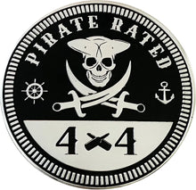 Load image into Gallery viewer, Pirate Badge Rated Car Emblem, 4 x 4 Metal Automotive Badge 3D Metal Car Badges Emblems Round Emblem Decals Car Badge Decals Stickers Compatible with Jeep Wrangler Vehicles Trucks SUV