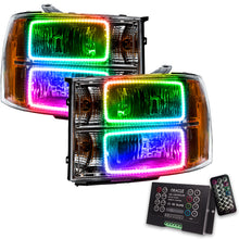 Load image into Gallery viewer, ORACLE Lighting Headlights Oracle 07-13 GMC Sierra SMD HL - Square Ring Design - ColorSHIFT w/ 2.0 Controller SEE WARRANTY