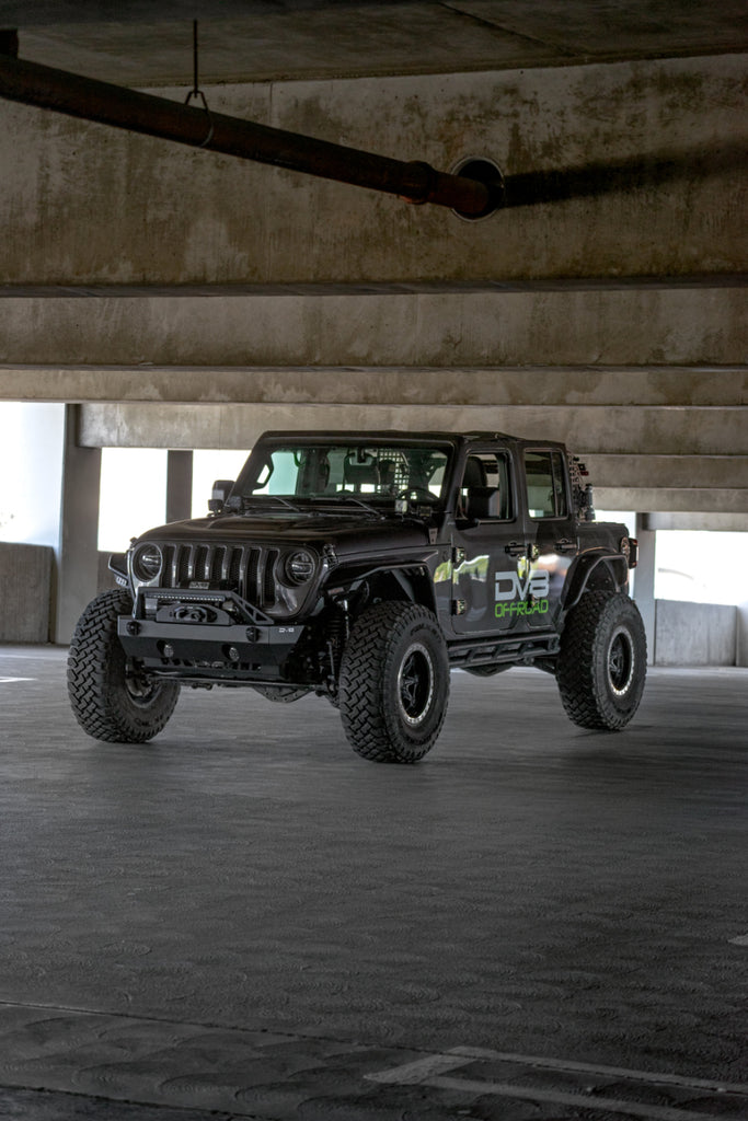 DV8 Offroad Bumpers - Steel DV8 Offroad 07-23 Jeep Wrangler/Gladiator JT/JK/JL FS-25 Stubby Front Bumper w/Plated Bull Bar