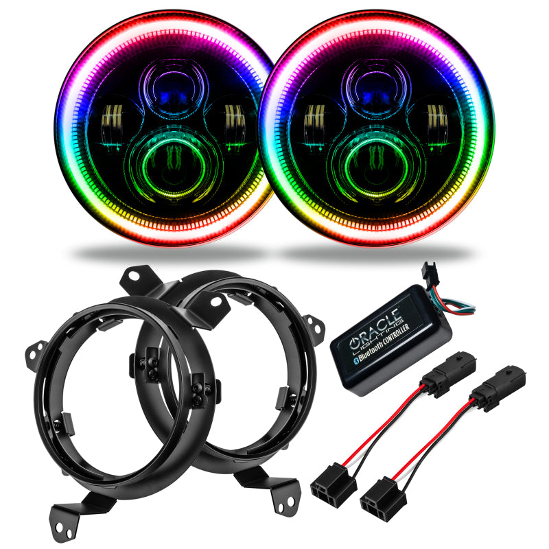 ORACLE Lighting Headlights Oracle Jeep Wrangler JL/Gladiator JT 7in. High Powered LED Headlights (Pair) - Dynamic SEE WARRANTY