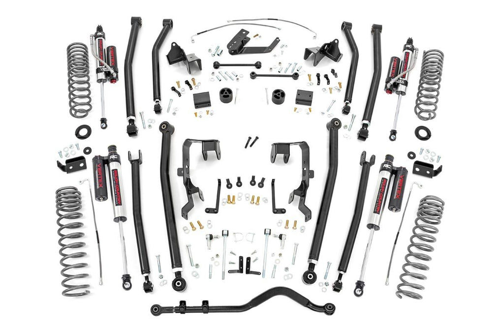 Rough Country Lift Kits 4.0 Inch Jeep Long Arm Suspension Lift Kit w/ Vertex Adjustable Reservoir Shocks 07-11 Wrangler JK 4-door Rough Country - 78550A