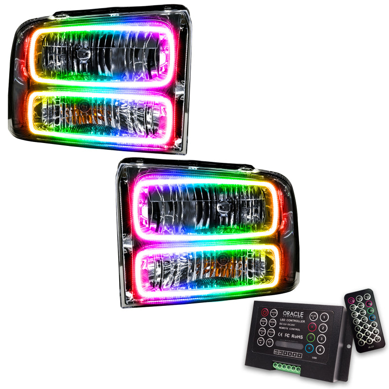 ORACLE Lighting Headlights Oracle 05-07 Ford F-250/350 SMD HL - Chrome - ColorSHIFT w/ 2.0 Controller SEE WARRANTY