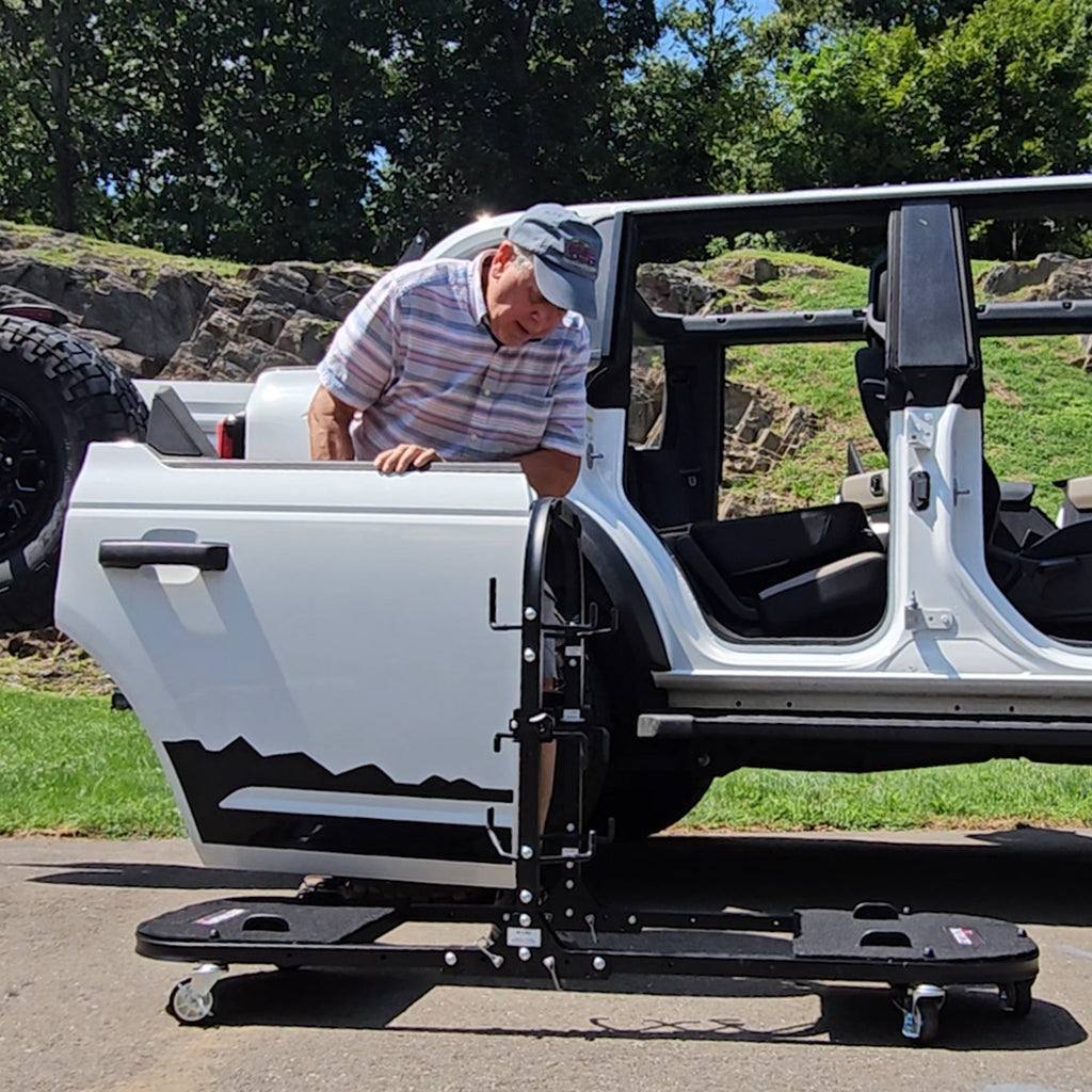 Ford Bronco® Aluminum 4-Door Folding Rolling Door Cart, Storage Door Rack Holder Stand by EZ4X4