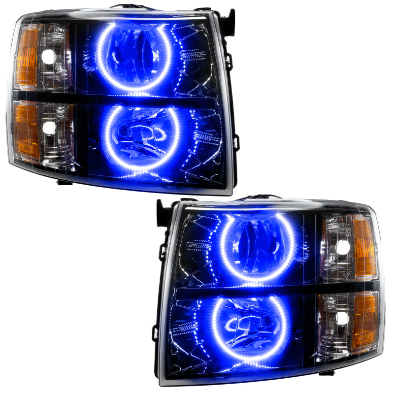ORACLE Lighting Headlights Oracle Lighting 07-13 Chevrolet Silverado Assembled Halo Headlights Round Style -Blue SEE WARRANTY