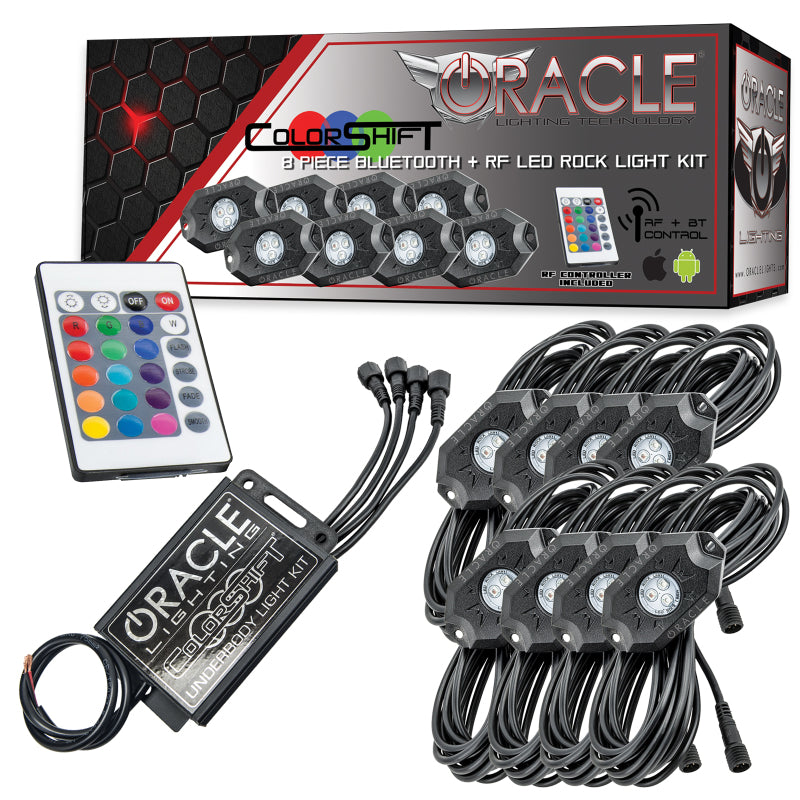 ORACLE Lighting Light Bars & Cubes Oracle Bluetooth + RF Underbody Rock Light Kit - 8 PCS - ColorSHIFT SEE WARRANTY