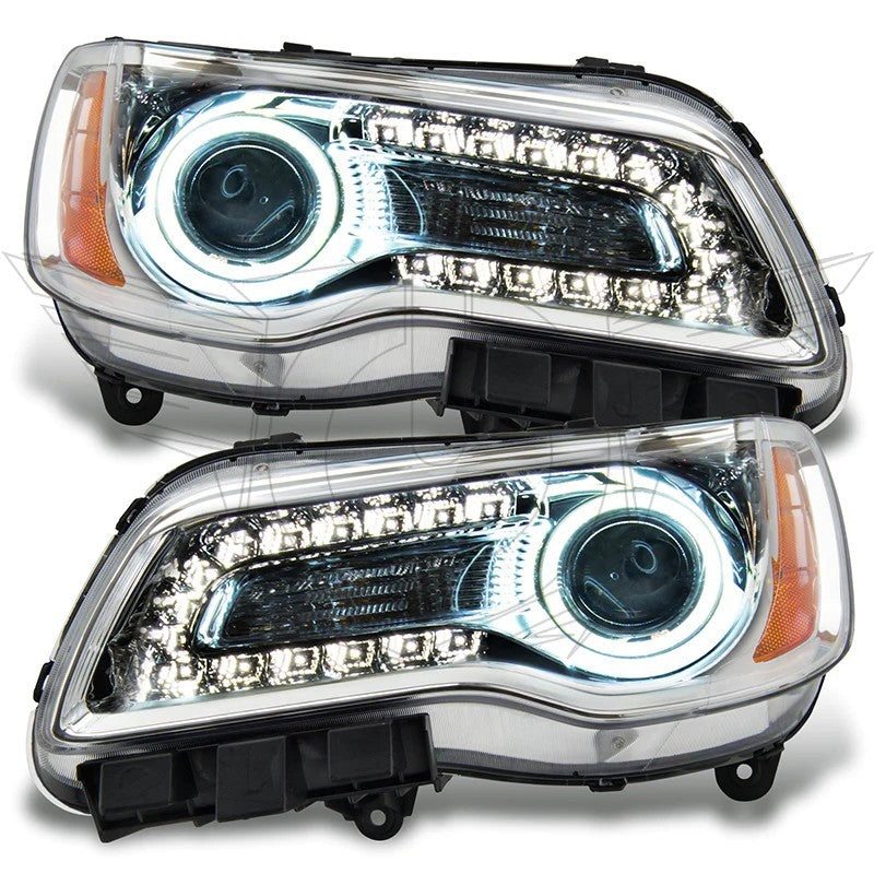 ORACLE Lighting Headlights Oracle 11-14 Chrysler 300C NON HID LED Halo Headlights Chrome Housing - Blue