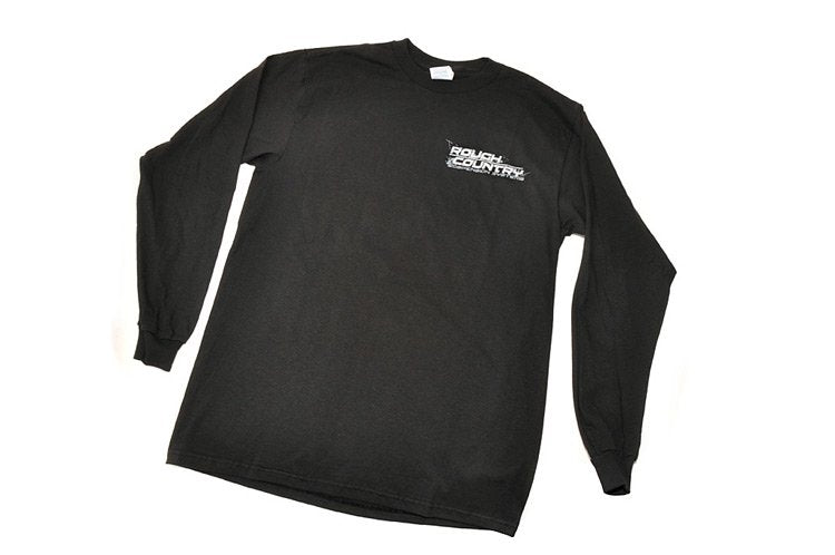 Rough Country Long Sleeve T 100 Percent Preshrunk Cotton Front Rough Country logo Back Jeep design Size Medium Color Black Rough Country