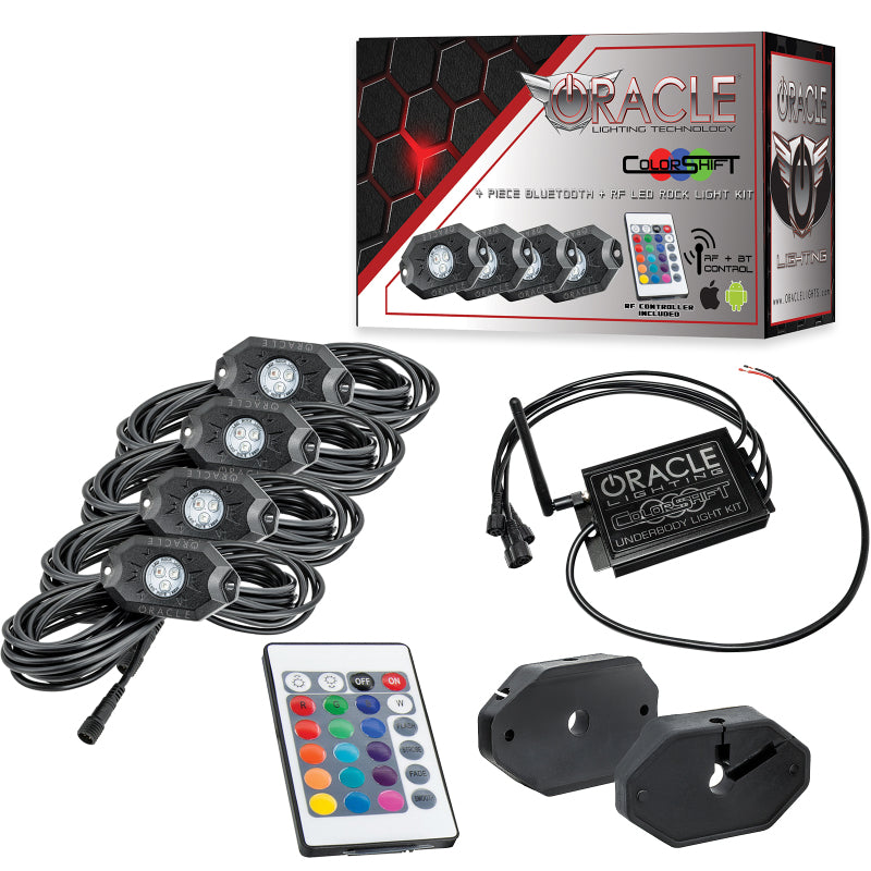 ORACLE Lighting Light Bars & Cubes Oracle Bluetooth + RF Underbody Rock Light Kit - 4 PCS - ColorSHIFT SEE WARRANTY