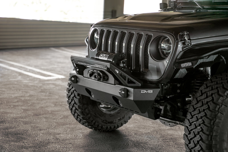 DV8 Offroad Bumpers - Steel DV8 Offroad 07-23 Jeep Wrangler/Gladiator JT/JK/JL FS-25 Stubby Front Bumper w/Plated Bull Bar