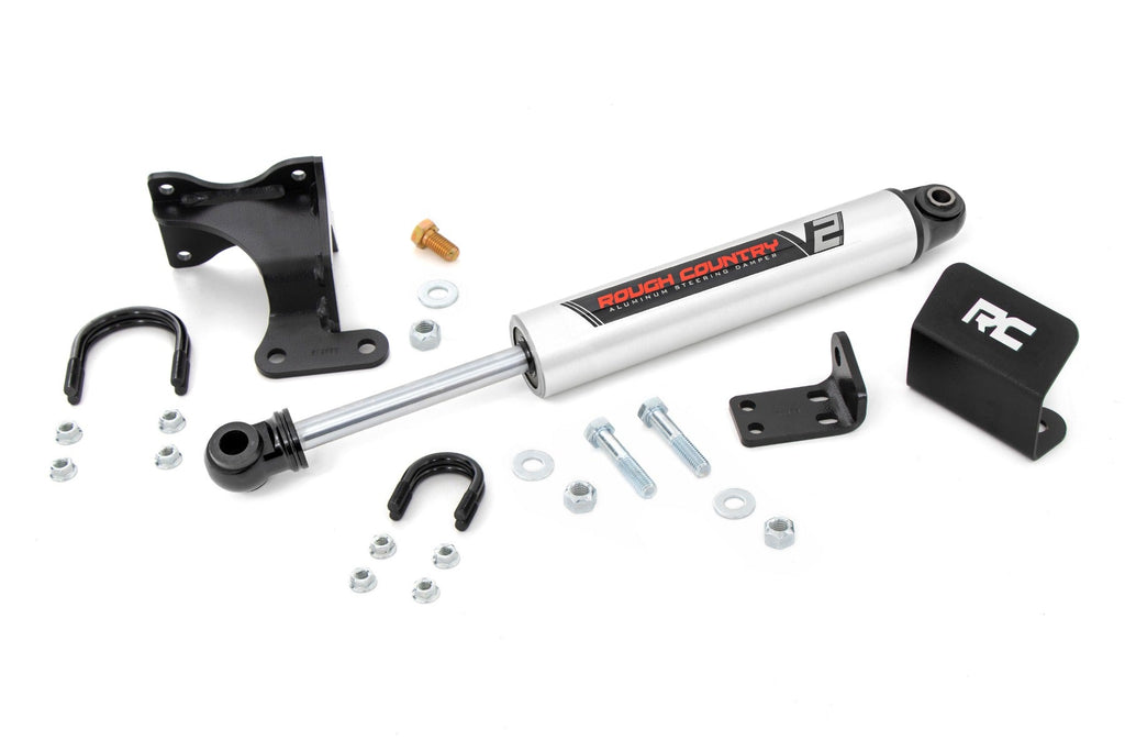 Rough Country Steering Stabilizer V2 Steering Stabilizer Axle Bracket 07-18 Jeep Wrangler JK Rough Country - 8731970