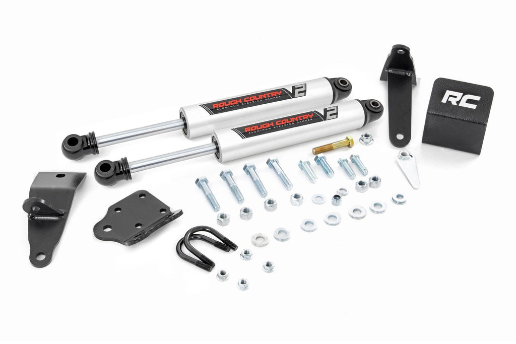Rough Country Steering Stabilizer V2 Steering Stabilizer Dual 10-13 Ram 2500/10-12 3500 4WD Rough Country - 8749570