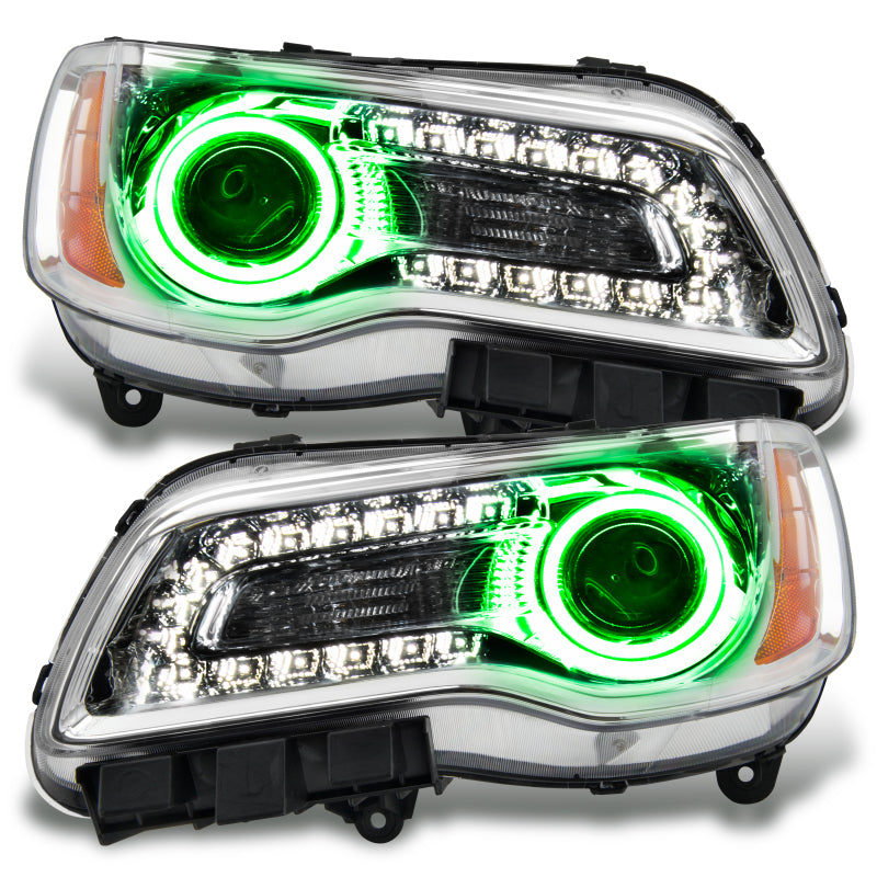 ORACLE Lighting Headlights Oracle 11-14 Chrysler 300C NON HID LED Halo Headlights Chrome Housing - Green