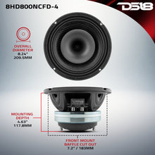 Load image into Gallery viewer, 8" Neodymium Coaxial Hybrid Mid-Bass Water resistant Carbon Fiber Cone Loudspeaker with Built-in Driver  400 Watts Rms 4-Ohm
