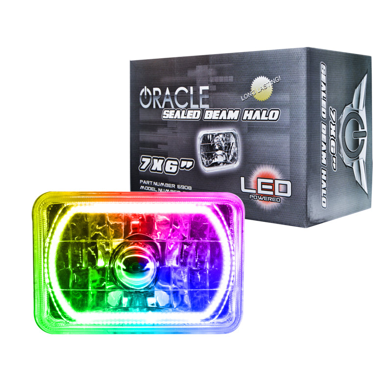 ORACLE Lighting Headlights Oracle Pre-Installed Lights 7x6 IN. Sealed Beam - ColorSHIFT Halo SEE WARRANTY