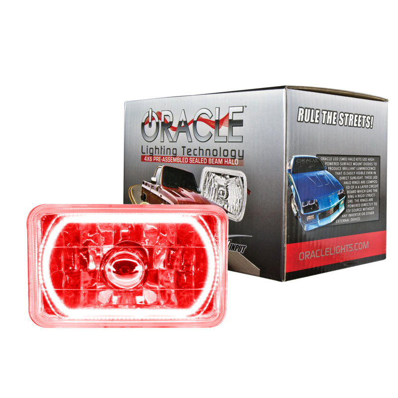 ORACLE Lighting Headlights Oracle Pre-Installed Lights 4x6 IN. Sealed Beam - Red Halo SEE WARRANTY