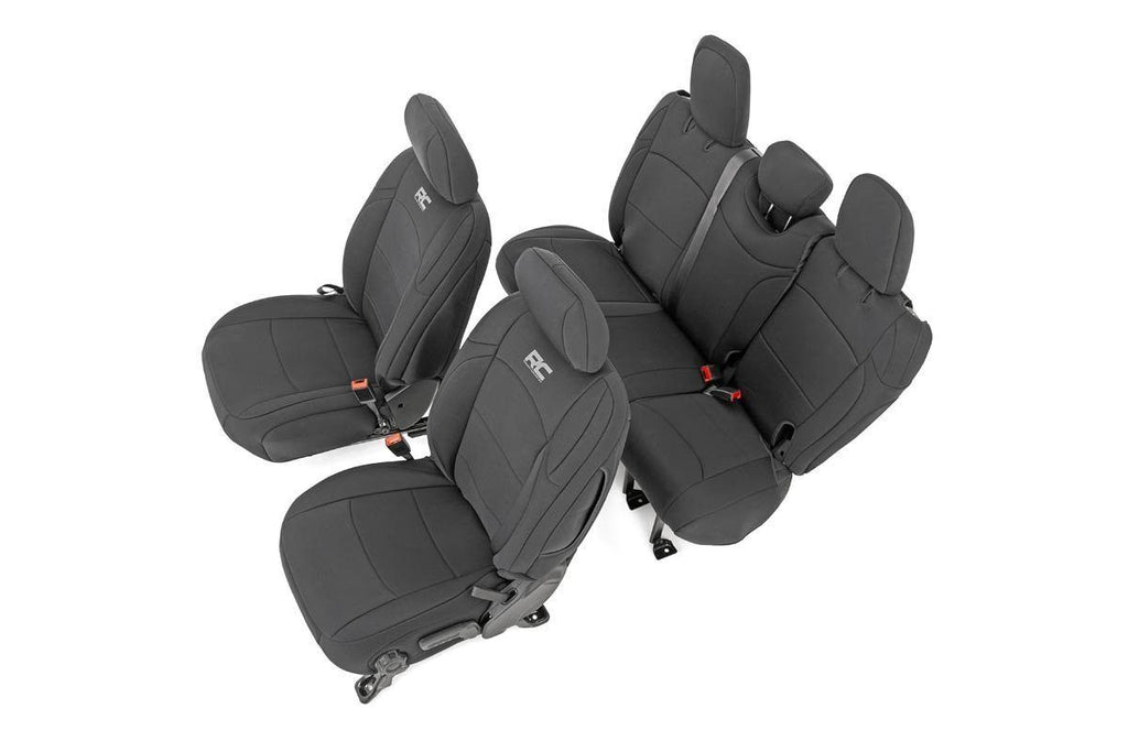 Rough Country Seat Cover Jeep Neoprene Seat Cover Set Black 18-20 Wrangler JL Unlimited w/Rear Center Armrest Rough Country - 91012