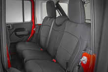 Load image into Gallery viewer, Rough Country Seat Cover Jeep Neoprene Seat Cover Set Black 18-20 Wrangler JL Unlimited w/Rear Center Armrest Rough Country - 91012