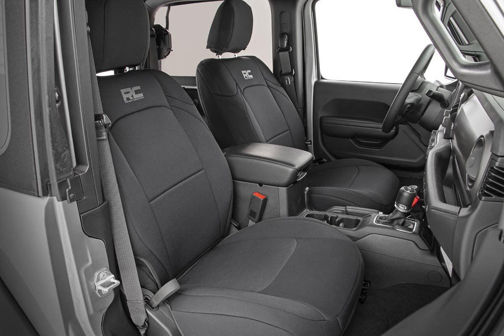 Rough Country Seat Cover Jeep Neoprene Seat Cover Set Black 18-20 Wrangler JL Unlimited w/Rear Center Armrest Rough Country - 91012