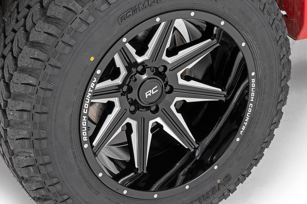 91 Series Milled One-Piece Gloss Black 20x12 8x180 -44mm Rough Country