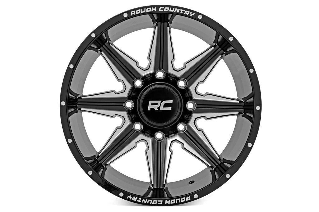 Rough Country Wheels 91 Series Milled One-Piece Gloss Black 22x12 8x170 -44mm Rough Country - 91221211M