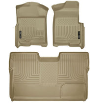 Load image into Gallery viewer, Husky Liners 09-12 Ford F-150 Super Crew Cab WeatherBeater Combo Tan Floor Liners