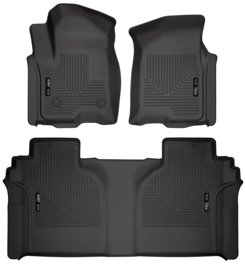 Weatherbeater Front & 2nd Seat Floor Liners For 2019-2026 Silverado/Sierra 1500/2500 HD/3500 HD 3 Piece Crew Cab Husky Liners
