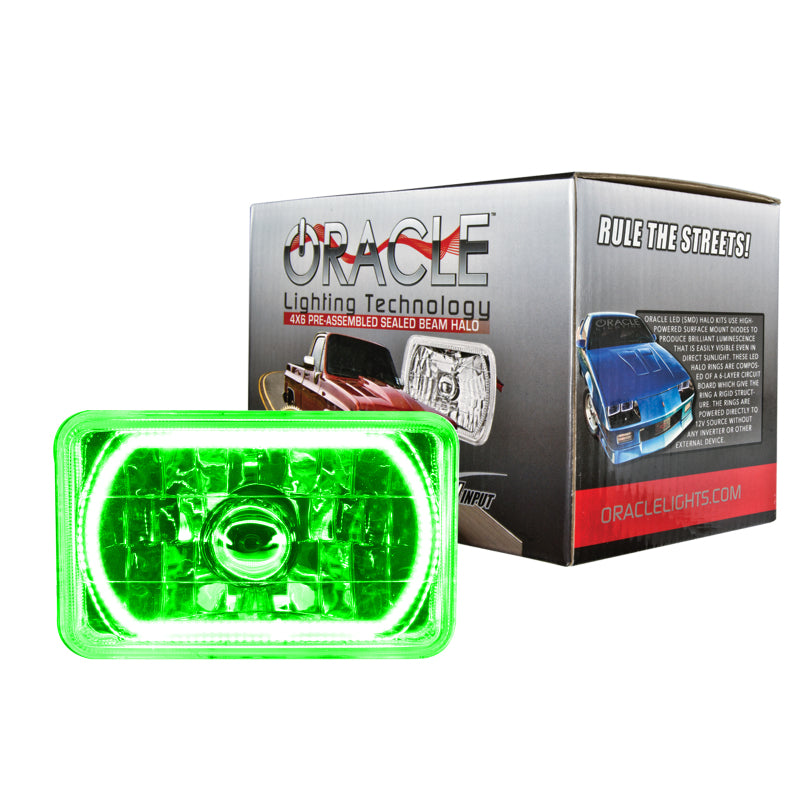 ORACLE Lighting Headlights Oracle Pre-Installed Lights 4x6 IN. Sealed Beam - Green Halo SEE WARRANTY