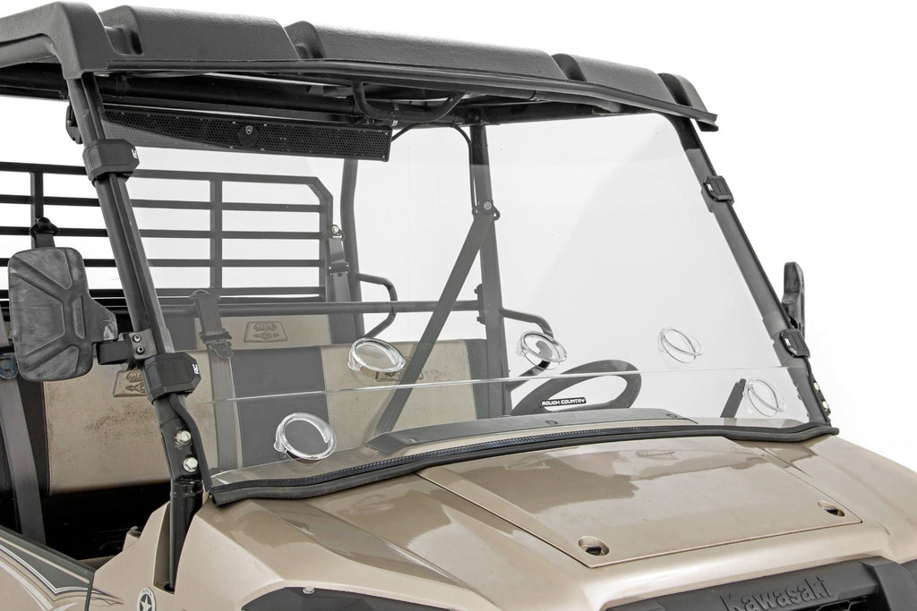 Rough Country Windshield Vented Full Windshield Scratch Resistant 15-22 Kawasaki Mule Pro-FX Rough Country - 98215150