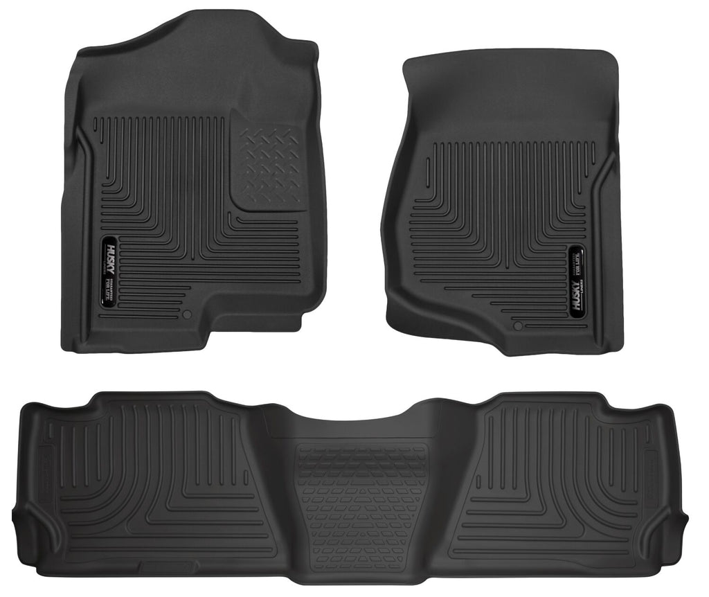 Weatherbeater Front & 2nd Seat Floor Liners For 2007-2014 Escalade/Tahoe/Yukon Black Husky Liners