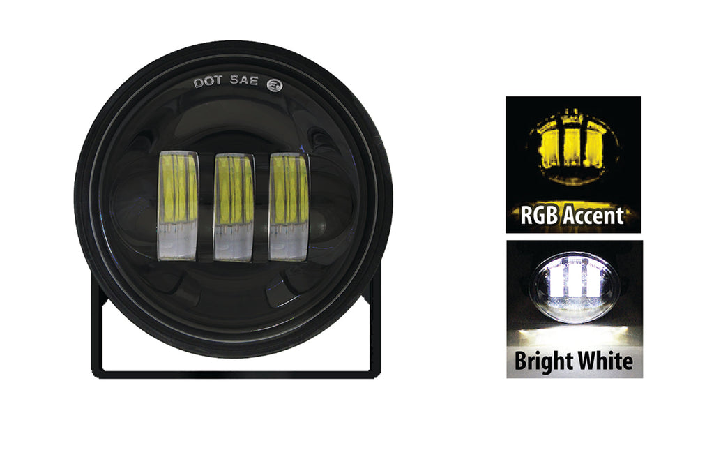 Quake LED Work Light 4 in. 30W Black Spot Round Pod Adjustable Angle And RGB Accent - QQU987
