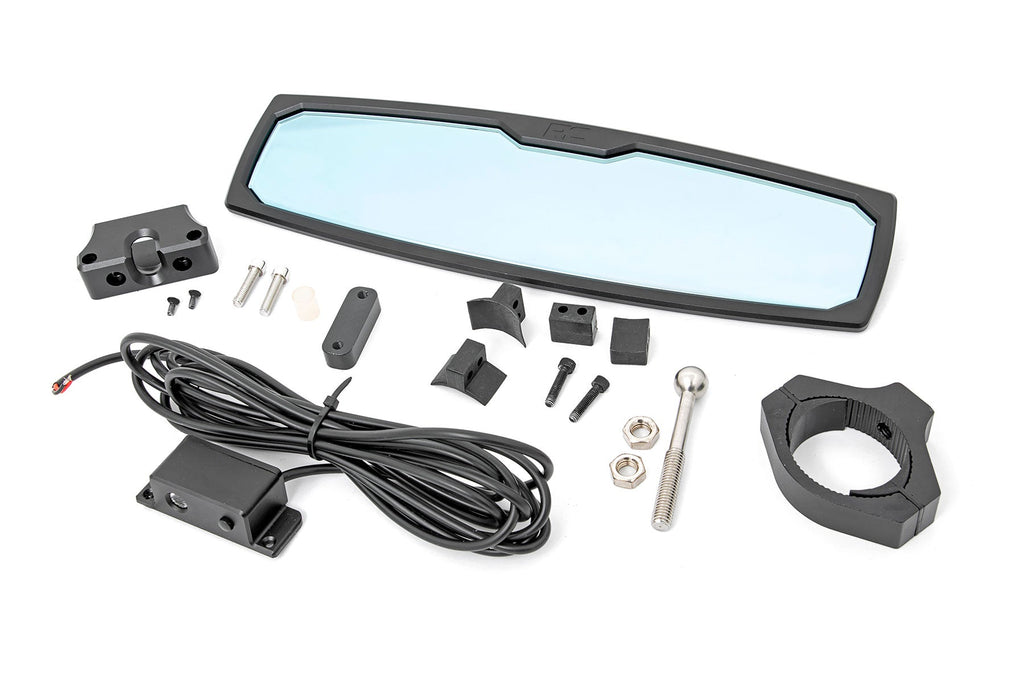 Rough Country Rear View Mirror UTV Aluminum Rear View with Mirror Dome Light 1.75-2 Inch Mount Rough Country - 99007A
