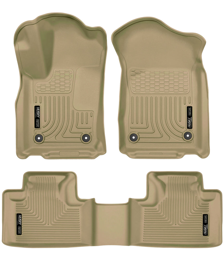 Weatherbeater Front & 2nd Seat Floor Liners For 2016-2022 Jeep Grand Cherokee 2016-2026 Dodge Durango Tan Husky Liners
