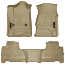 Load image into Gallery viewer, Weatherbeater Front &amp; 2nd Seat Floor Liners For 2015-2020 Suburban, Yukon XL Tan Husky Liners
