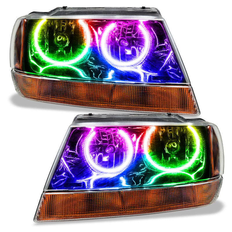 ORACLE Lighting Headlights Oracle 99-04 Jeep Grand Cherokee SMD HL - Black - ColorSHIFT w/ Simple Controller SEE WARRANTY