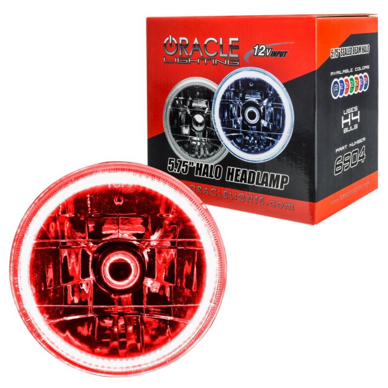 ORACLE Lighting Headlights Oracle Pre-Installed Lights 5.75 IN. Sealed Beam - Red Halo SEE WARRANTY