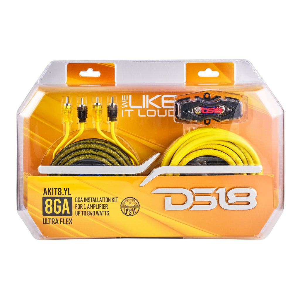 8-GA Amplifier Installation Wiring Kit - Yellow