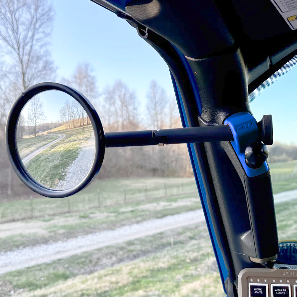 CMM Offroad Mirrors 1" Ball Mounting Point / blue / 8" Breakaway Gladiator JT A-Pillar Side Mirrors with Base Mount Driver AND Passenger