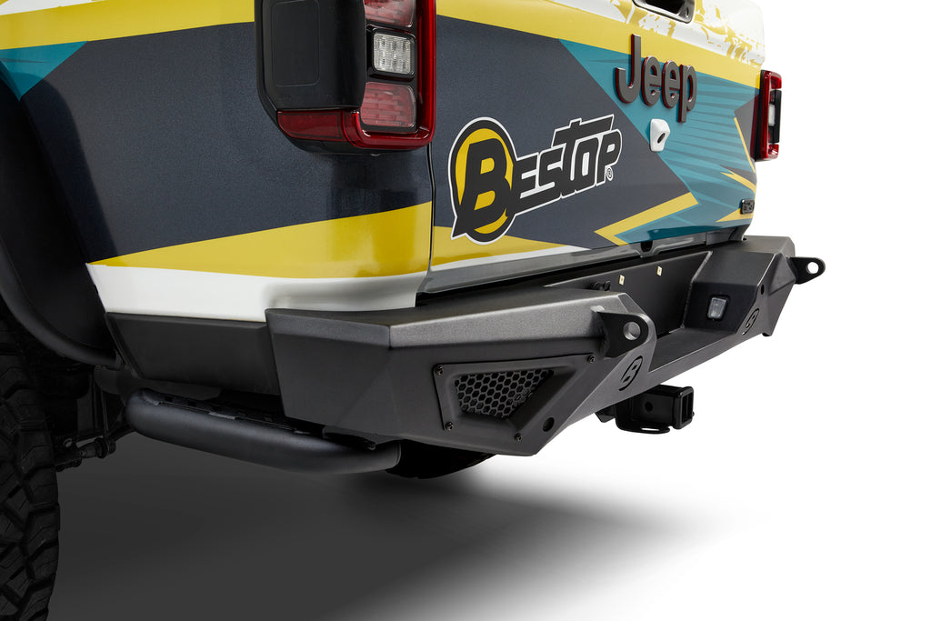 Bestop Rocker Panel Bestop - Granite Series(TM) Rock Rail - '20-22 Gladiator; Rear (Matte Black) - 44963-01