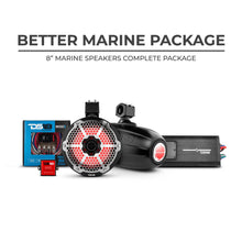 Load image into Gallery viewer, DS18 Better Marine Stereo Package 2 x 8” Speaker Tower | 1 x 2 Ch Amplifier | 1 x MOFCKIT8 and 1 x LED-BTC