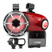 Load image into Gallery viewer, Bronco 6th Gen Roll Bar Audio Bundle – 8" Marine Tower Speakers with RGB LED Lights, OEM Roll Bar Mounting Clamps &amp; Amplifier