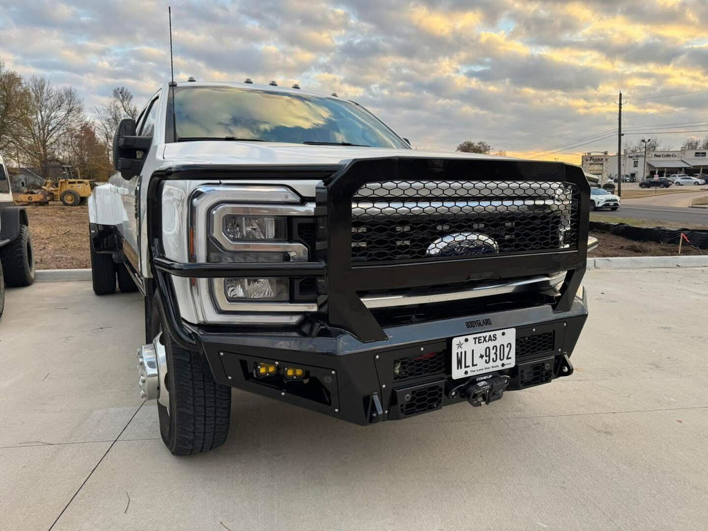 A2 Front Bumper Extreme For 2023-2026 Ford F250/350 Superduty ACC Compatible Sensor Cutouts With Mesh Grill With Camera Harness Bare Metal Bodyguard Bumpers
