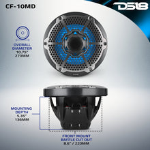 Load image into Gallery viewer, 10” Marine 2-Way Hybrid Speaker with RGB LED, Compression Driver and Neodymium Magnet | 450W RMS 4-Ohm
