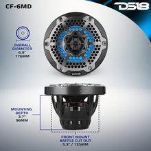 Load image into Gallery viewer, 6.5” Marine 2-Way Hybrid Speaker with RGB LED, Compression Driver and Neodymium Magnet | 250W RMS 4-Ohm