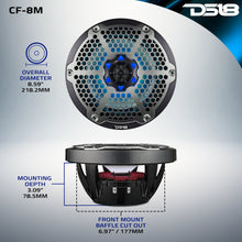 Load image into Gallery viewer, NXL 8" 2-Way Coaxial Marine Speaker With LED RGB Lights 125 Watts Rms 4-Ohm - Black Carbon Fiber