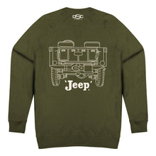 Load image into Gallery viewer, Mens Jeep® Willys MB Line Art Crew Sweatshirt - Military Green