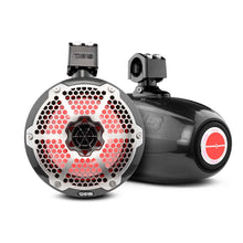 Load image into Gallery viewer, NXL 8" Neodymium Marine and Powersports Towers with Built-in Passive Radiator, 1" Driver and LED RGB Lights 180 Watts Rms -Black Carbon Fiber