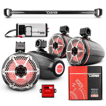 Load image into Gallery viewer, BRO-TUBE 4x 8" Marine Towers Speakers with RGB LED Lights, 4-Channel Marine Amplifier and AMPKIT for Ford Bronco 6th Gen
