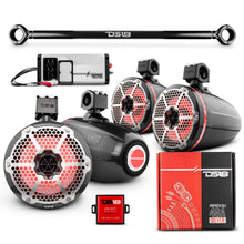 Load image into Gallery viewer, JK-TUBE 4x 8" Marine Towers Speakers with RGB LED Lights, 4-Channel Marine Amplifier and AMPKIT for Jeep JK/JKU